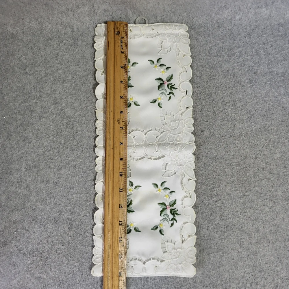 Vintage 2 Roll Fabric Toilet Paper Holder Ivory Cutwork Lace Embroidery Romantic